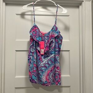 Lilly Pulitzer Karmen top in Pink tropics mermaids call, NWT, XL